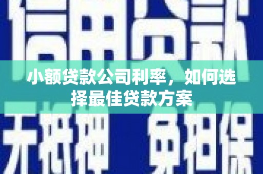 吉隆小额贷款公司利率，如何选择最佳贷款方案