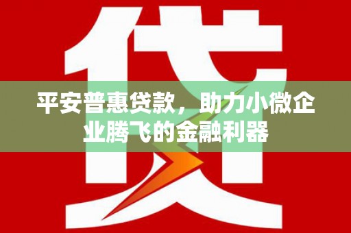 吉隆平安普惠贷款，助力小微企业腾飞的金融利器