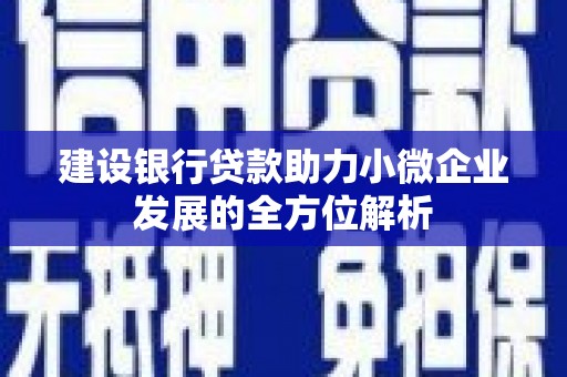 吉隆建设银行贷款助力小微企业发展的全方位解析